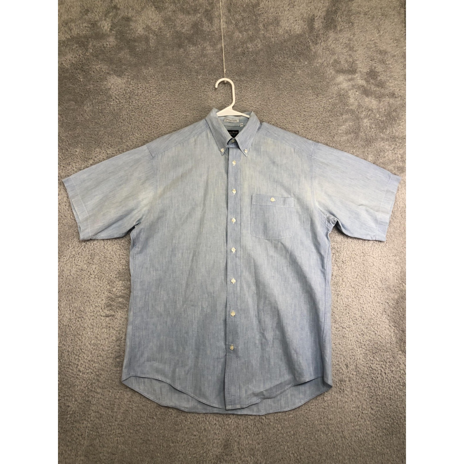 Vtg James River Traders Shirt Mens Size M Blue Made In Usa Button Up